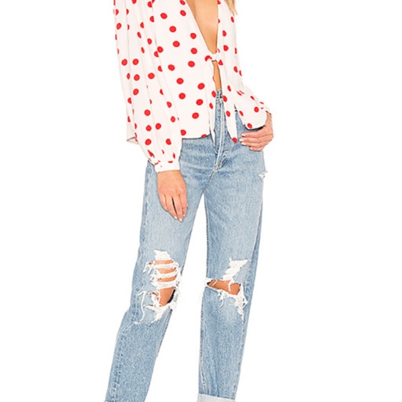 Lovers + Friends White and Red Polka Dot Blouse - Picture 4 of 4